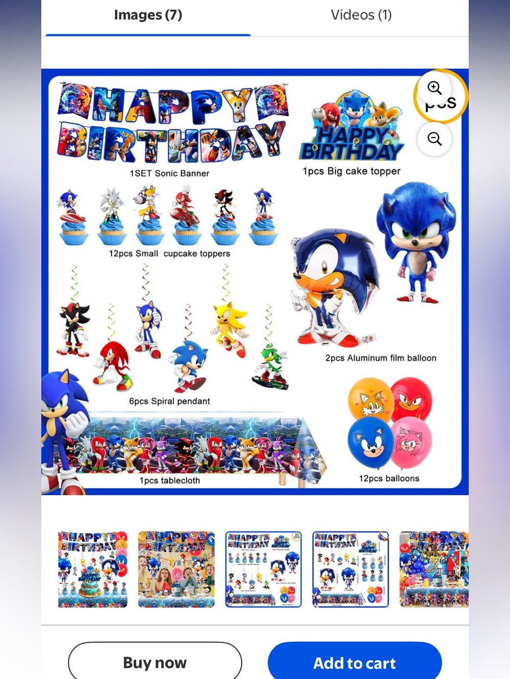 Sonic Themed Blue Birthday Party Decoration Kit